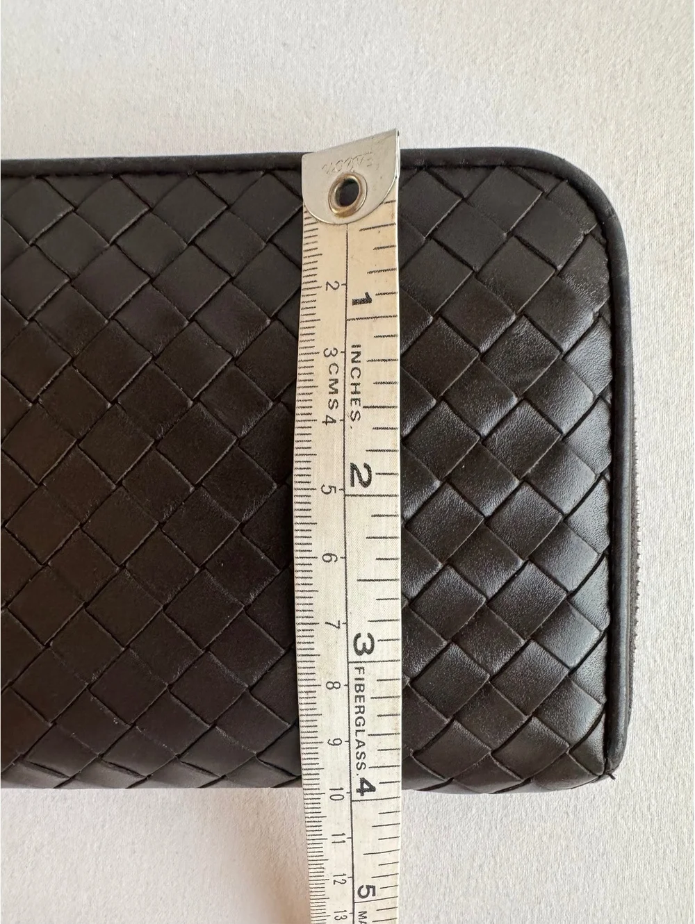 Bottega Veneta Intrecciato Zip Around Wallet Dark Brown Leather Made Italy COA